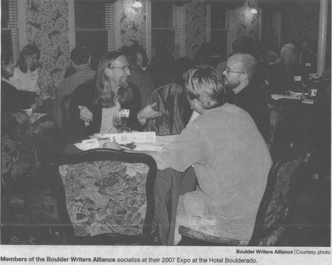 Members of the Boulder Writers Alliance socialize at their 2007 Expo at the Hotel Boulderado (Boulder Daily Camera)